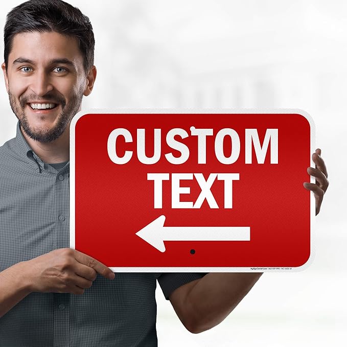 Custom Arrow,Custom Directional Sign, Left Arrow,12x18 Inches, 3M EGP Reflective, Rust Free .063 Aluminum, Fade Resistant, Made in USA by My Sign Center