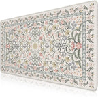 iCasso Desk Matt for Desktop, Cute Desk Pad Mat, XXL Large Mouse Pad, Anti-Slip Big Mousepad with Stitched Edges, Keyboard Pad for Computer(Gray Floral)