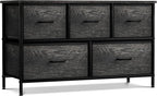Sorbus Dresser with 5 Faux Wood Drawers - Wide Storage Unit Chest Organizer for Clothes - Bedroom, Living Room, Closet, & Dorm TV Stand Furniture - Steel Frame, Wood Top, & Easy Pull Fabric Bins