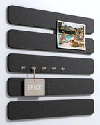 Fluxynara Cork Board Alternative Felt Strip Board 5-Pack 13"x2", Office Pin Board with 35 Push Pins, Adhesive Install for Bedroom Door & Home Office(Black)