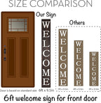 Tall Outdoor Welcome Sign for Front Door, 6ft Brown Welcome Sign,Rustic Tall Welcome Sign for Front Porch Decor, Farmhouse Welcome Porch Sign Wood Vertical Decor, Fall Porch Decor for The Home