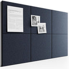 Bumusty Large Cork Board 36"x24" Alternative - 6 Pack Felt Wall Tiles with 40 Safe Removable Adhesive Tabs, 30 Pushpins, Cork Boards for Walls Pin Board Bulletin Board (Deep Charcoal Blue)
