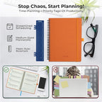 IN-LUXPRO Planner 2026 Daily Weekly and Monthly,8.5"x6.5",12 Months Spiral Bound Calendar Agenda with Self-adhesive Pen Holder,2026 Appointment Book with Vegan Leather Soft Cover,Orange