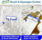 ITTAR 12" Wide Floor Scrub Brush with Long Handle, 2-in-1 Deck Cleaning Brush with 55" Extendable Pole, Heavy-Duty Tub Tile Scrubber Cleaner Brush for Shower Floor, Kitchen, Patio, Garage, Restaurant