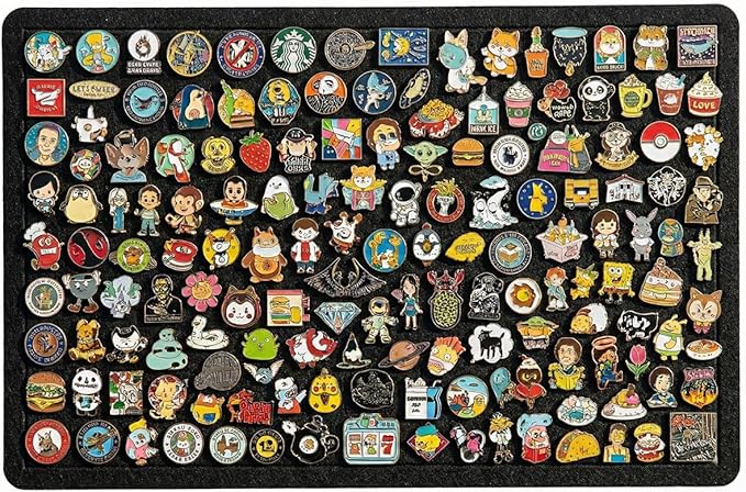 DexBoard 36 x 24 Inch Foldable Felt Bulletin Board - Large Black Pin Board for Enamel Pin Display & Vision Board - Self-Adhesive No-Drill Mounting for Dorm & Office - Includes 30 Pins