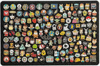 DexBoard 36 x 24 Inch Foldable Felt Bulletin Board - Large Black Pin Board for Enamel Pin Display & Vision Board - Self-Adhesive No-Drill Mounting for Dorm & Office - Includes 30 Pins