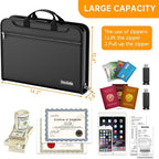 DocSafe Accordion File Organizer with Combination Lock,Fireproof Water Resistant Expanding File Folder with Multi Pockets,Document Organizer Home Office Travel Safe Storage for Letter Size Files,Black