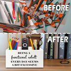 XPH Funny Pen Pencil Holder Organizer for Desk, Sarcastic Gifts for Women Men Coworkers, Adult Humor Gifts, Being a Functional Adult Funny Wooden Box Sign for Home Office Desk Tabletop Decorations