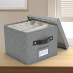TARSUKA Greeting Card Organizer with dividers - Storage Box with lid Holds 150+ Cards - Assortment Box for Greeting Cards,Recipes, Photos, Envelopes, Keepsake - 9 x 9 x 7 Inches (Gray, 2 pcs)