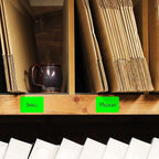 ChromaLabel 2 x 3 Inch Rectangle Labels for Storage Bins and Label Tape, 250 Adhesive Tags per Dispenser Box, Fluorescent Green Stickers - Case of 5