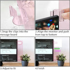 Keenjorika 2PCS Multifunctional Monitor Documents Holder, Pink Acrylic Board with Clips, Desktop Message Board for Office with Sticky Note, Monitor Documents Holder (Pink)
