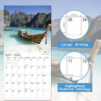 2026 Wall Calendar,Calendar 2026, January 2026 - December 2026, Wall Calendar BEACHES, 12" x 24" Opened,Full Page Months Thick & Sturdy Paper for Calendar Organizing & Planning