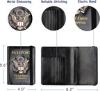 TOURSUIT RFID Blocking Passport Holder for Women Men, Leather Passport Travel Wallet with Metal 3D Metal Badge, Travel Document Holder Cover Accessories (Black)
