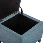 Asense 17 Inch Square Storage Ottoman,Small Foot Rest Stool for Couch, Faux Linen Fabric Upholstered Footstool Cube for Entryway Bedroom Living Room, Blue