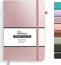 Annecy Numbered Bullet Dotted Journal Notebook, Medium 5.5x 8.25, 160 Pages 100GSM Writing Paper, A5 Rose Gold Faux Leather Cover with Pen Loop