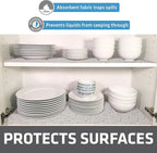Drymate Premium Luxury Shelf & Drawer Liner, Thick Cushioned Fabric, Non-Adhesive, Absorbent, Waterproof, Slip-Resistant, Liners for Kitchen Cabinets, Cupboards (USA Made)(12”x59”)(2-Pack)(Tan)