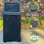 Sturdy Essentials Campus Collection 32 Gallon Square 100% Recycled Plastic Heavy Duty Indoor or Outdoor Commercial Trash Can with Push Lid | Great for Schools and Businesses - Red