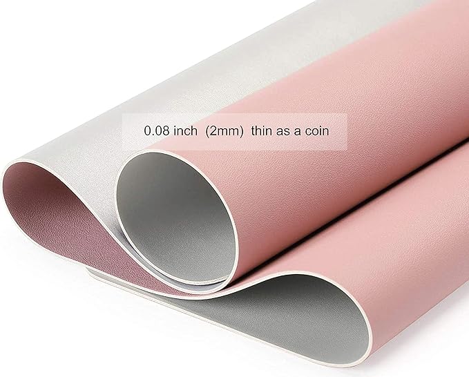 SUJAYU Dual Sided PU Leather Desk Pad, Mouse Pad, Office Desk Mat, Non-Slip Laptop Desk Pad, Waterproof Desk Writing Pad for Office and Home (31.5" x 15.7", Pink+Silver)