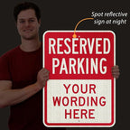 SmartSign 24 x 18 inch Custom “Reserved Parking” Metal Sign - Add Text, 80 mil Aluminum, 3M Laminated Engineer Grade Reflective Material, Red and White, Made in USA
