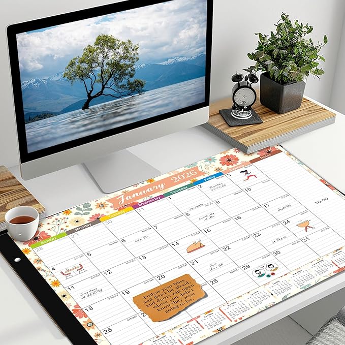 Desk Calendar 2026-2026 Desk Calendar Large 22x17, 18 Mouths From January 2026 to June 2027, 22" x 17" Desk Pad Calendar, Office Supplies Perfect for Organizing and Planning In Office, School or Home