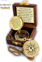 For I Know The Plans I Have For You, Jeremiah 29:11, Solid Brass Directional Engraved Compass, Baptism Gifts for Boys Girls, First Communion, Christian Gifts for Men, First Confirmation Gifts for Boys