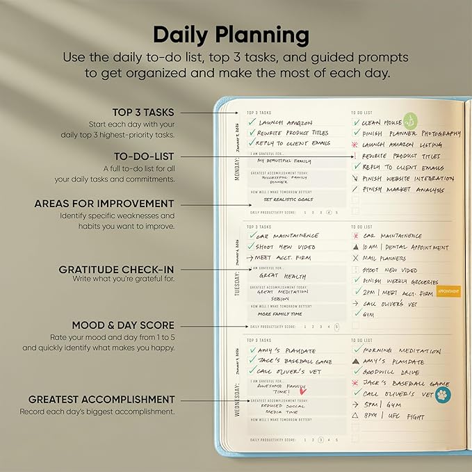 PRODUCTIVITY STORE Pro - Undated, 2026 Planner, 5.8” x 8.3” - The #1 Productivity Planner to Achieve Your 2026 Goals - Planner 2026-2027 - Blue - A5