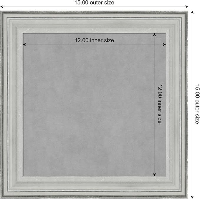 Amanti Art Silver Framed Magnetic Board 15x15 X-Small Vision Board for use with Magnets, 100% Metal Sheet to Display Items as Office Decor or for Home Organization in mudroom, Kitchen or Kids Room