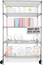4000 LBS Heavy Duty Wire Rack 48 x 18 x 76, 5-Tier NSF Commercial Rolling Rack with Wheels, Chrome Metal Shelving Unit for Garage, Kitchen, Warehouse, Adjustable Storage Shelf, Crescent