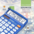 CATIGA Desktop Calculator (2 Pack) 12 Digit with Large LCD Display and Sensitive Button, Solar and Battery Dual Power, Standard Function for Office, Home, School, CD-2786 (Blue/Pink)