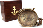 US HANDICRAFTS I Am Your Anchor, Faithful, Strength Engraved Brass Compass | Portable Sentimental Son Birthday, Graduation, Confirmation, & Baptism Gift with Wooden Box and & Chain