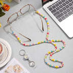 Lanyards for ID Badges Teacher Gifts Cute Wooden Beaded Lanyard with ID Holder Retractable Badge Reel Keys Eyeglass Chains for Women
