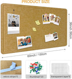 Yunihome Large Bulletin Board - Foldable 36x60 Inches Cork Board Alternative with 20 Push Pins, 5' x 3' Self-Adhesive Felt Bulletin Board for Wall, Home Office Classroom Decor