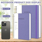 Oneirom Spiral Notebook - 8.5 x 10.98 Inch Large Hard Cover Notebook with Elastic Band & Pocket, 252 Pages, Lay Flat Wirebound Journal for Work, School, Planning & Note Taking Violet