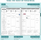 Legend Hourly Schedule Planner PRO Dated Jan 2026-Jan 2027 – Deluxe Weekly & Daily Organizer with Time Slots. Appointment Book Journal for Work & Time Management, A4 Hardcover, Viridian Green