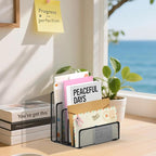 ReePlan Mail Organizer with 5 Slot, Metal Mail Holder for Desk, Office File Holder Letter Organizer for Mails (Black)