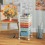 Giantex 6 Storage Drawer Cart Rolling Organizer Cart for Tools Scrapbook Paper Home Office School Multipurpose Mobile Utility Cart (Macaron)