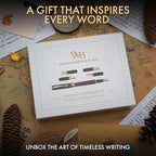 Wordsworth & Black Fountain Pen Gift Set, Includes Ink Bottle, 6 Ink Cartridges,Refill Converter, 4 Replacement Nibs, Luxury Bamboo, Journaling, Calligraphy, Smooth Writing Pens [Violet Wood]