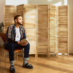Room Dividers and Folding Privacy Screens, Wood Louvered Separators Divider Wall for Home Office Bedroom - 6 Panels, 67 * 90inch (Wood)