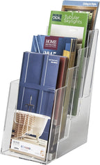 Clear-Ad - LHF-S104 - Acrylic Slant Back 4 Tier Trifold Brochure Display - Plastic Literature Holder for Flyers, Booklets, Bills, Mail, Letters, Cards, Pamphlets, Maps (Pack of 2)