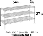Regal Altair 18" Deep x 54" Wide x 27" Height Wire Shelving Kit | 3-Tier | NSF Commercial Storage Rack Unit