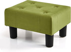 BRIAN & DANY Small Foot Stool, Velvet Foot Stools with Legs, Stable Small Footstool for Living Room, Olive Green