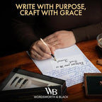 Wordsworth & Black Calligraphy Pen Gift Set, Includes Ink Bottle, 6 Ink Cartridges, Ink Refill Converter, 6 Replacement Nibs, Luxury Bamboo, Journaling, Smooth Writing Pens [Maple Wood]