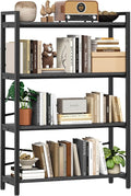 4 Tier Bookshelf 31.49" Width, Tall Book Shelf Storage and Organization, Wooden and Metal Industrial Bookcase, Large Book Shelves for Home Living Room Bedroom Office Storage(Black)