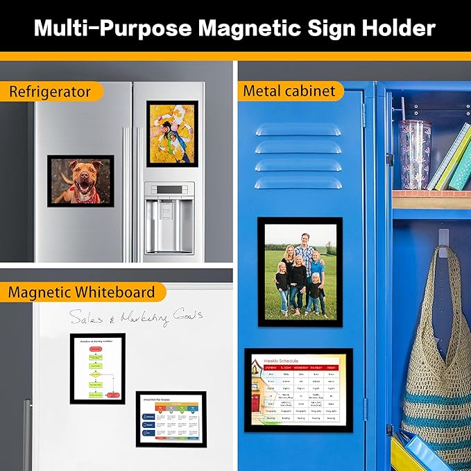 VAIIGO 20-Pack Magnetic Sign Holders 8.5 x 11 - Magnetic Frames for Fridge & Metal Surfaces - File/Document/Paper Holders, Picture & Poster Display Frames for Home, Office, Store