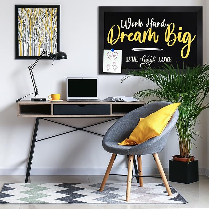 HBCY Creations Rustic Black Magnetic Wall Chalkboard, Extra Large Size 24" x 36", Framed Decorative Chalkboard - Great for Kitchen Decor, Weddings, Restaurant Menus and More! (24" x 36")