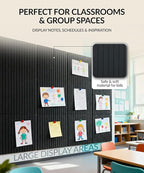 Large Felt Bulletin Board 48" x 36" with Push PINS & Wall Safe Adhesive Tabs – Modern Large Cork Board for Walls in Home or Office, Versatile Felt Board Layout, Cork Board, Vision Board, Dream Board