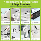 Electric Scrubber Brush, IPX7 Electric Scrubber for Shower, Electric Cleaning Brush Scrubber with 7 Replaceable Brush Heads & Retractable Handle, 2-Speed Adjustable Spin Cleaning Brush