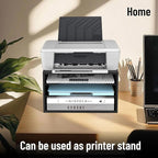 SHARKWOODS Wood Desk Organizer, 3 Tier Paper Tray Organizer for Desk with Adjustable Storage Shelves, Printer Stand Desktop File Organization Paper Sorter Mail Holder for Office Home Classroom, Black