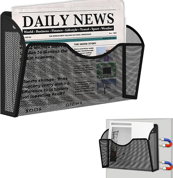 KZWKRG Magnetic File Holder, Magnetic File Folder Holder, No Drilling Installation, Magnetic Mail Holder File Organizer for Whiteboard,Office,Refrigerator,File Cabinets,Classroom