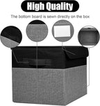 Bagnizer Large 22 Quart Linen Fabric Foldable Storage Bin Cube Organizer Basket with Flip-Top Lid & Handles, Clothes Blanket Box for Home, Office, Closet, Black & Gray, 4 Pack 14.6 x 9.5 x 9.5